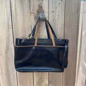 Focus Paris black and Brown vintage Leather Tote Bag